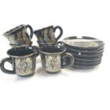 A Greek Coffee set of six cups and saucers. A mid 70?s vintage set in unused condition in its