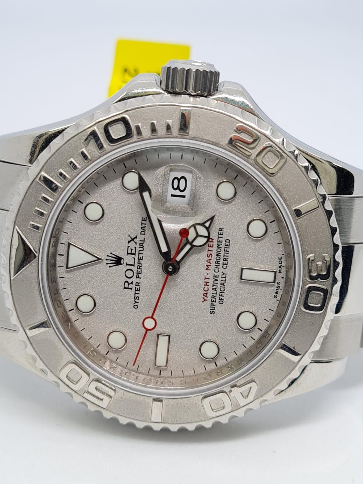 Rolex Yacht-Master Perpetual Date Watch Platinum Bezel, 40mm face Year 2008. Come with box no - Image 2 of 7