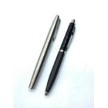 2x Parker Pens, 1x Brushed Steel Roller Ball, 1x Black Ball Pen, Excellent Condition.