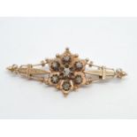 18ct Rose Gold Bar Brooch with .50ct Diamonds. 6g