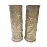 Pair of WW1 German Trench Art Vases made from INERT shell cases Dated 1917