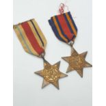 2 World War II Medals complete with Ribbons: 1x Original Burma Star 1x Original Africa Star