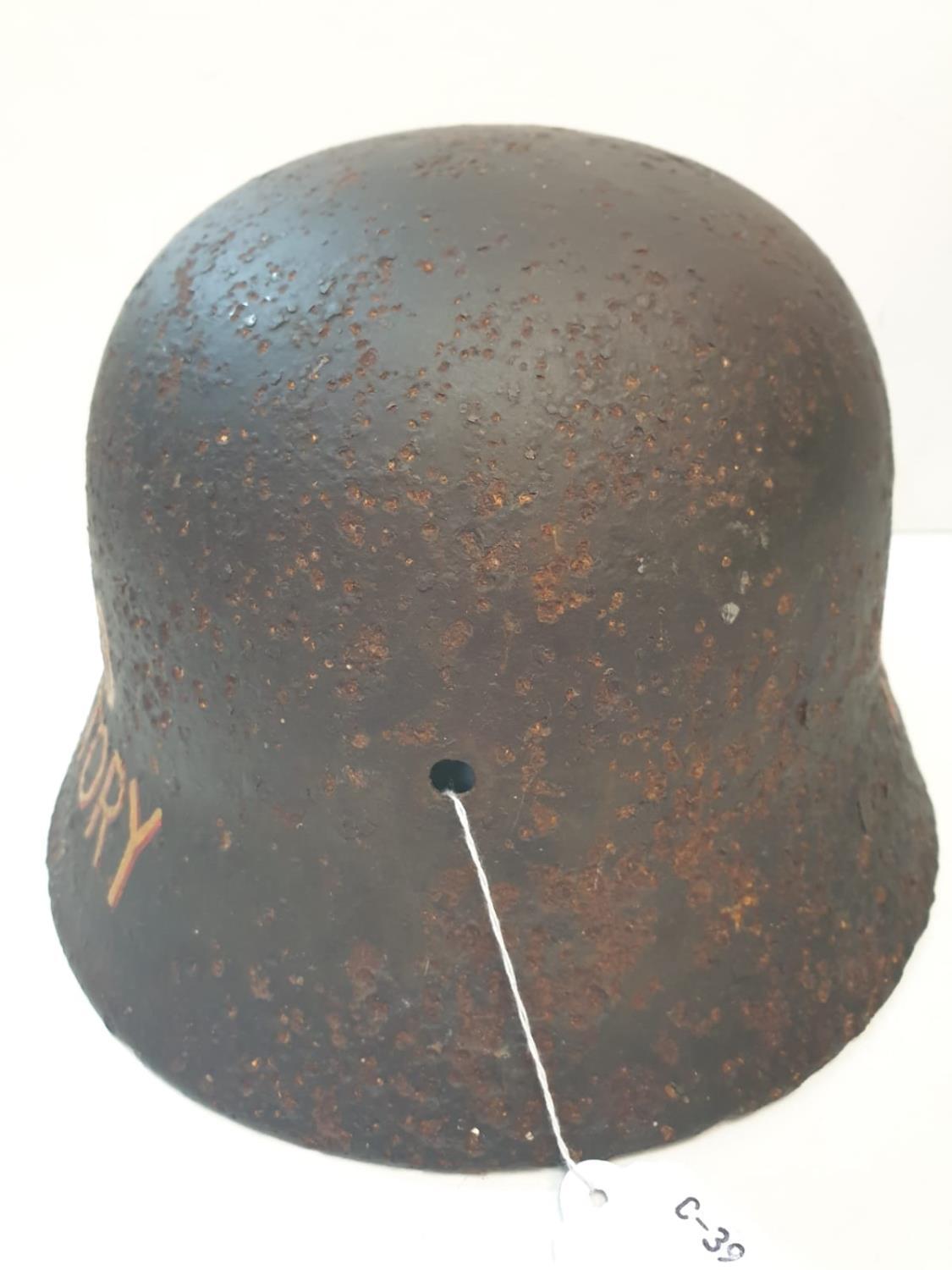 WW2 Eastern Front Relic German M40 Helmet with post War memorial painting - Image 11 of 13