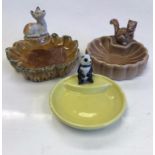 3 Wade Animal Ash Trays