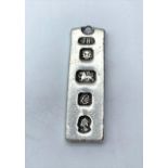 Vintage silver ingot 1977 London hallmark, 4.4cm long (AF)