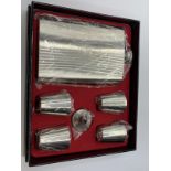 Stainless steel hip flask set with royal marines emblem