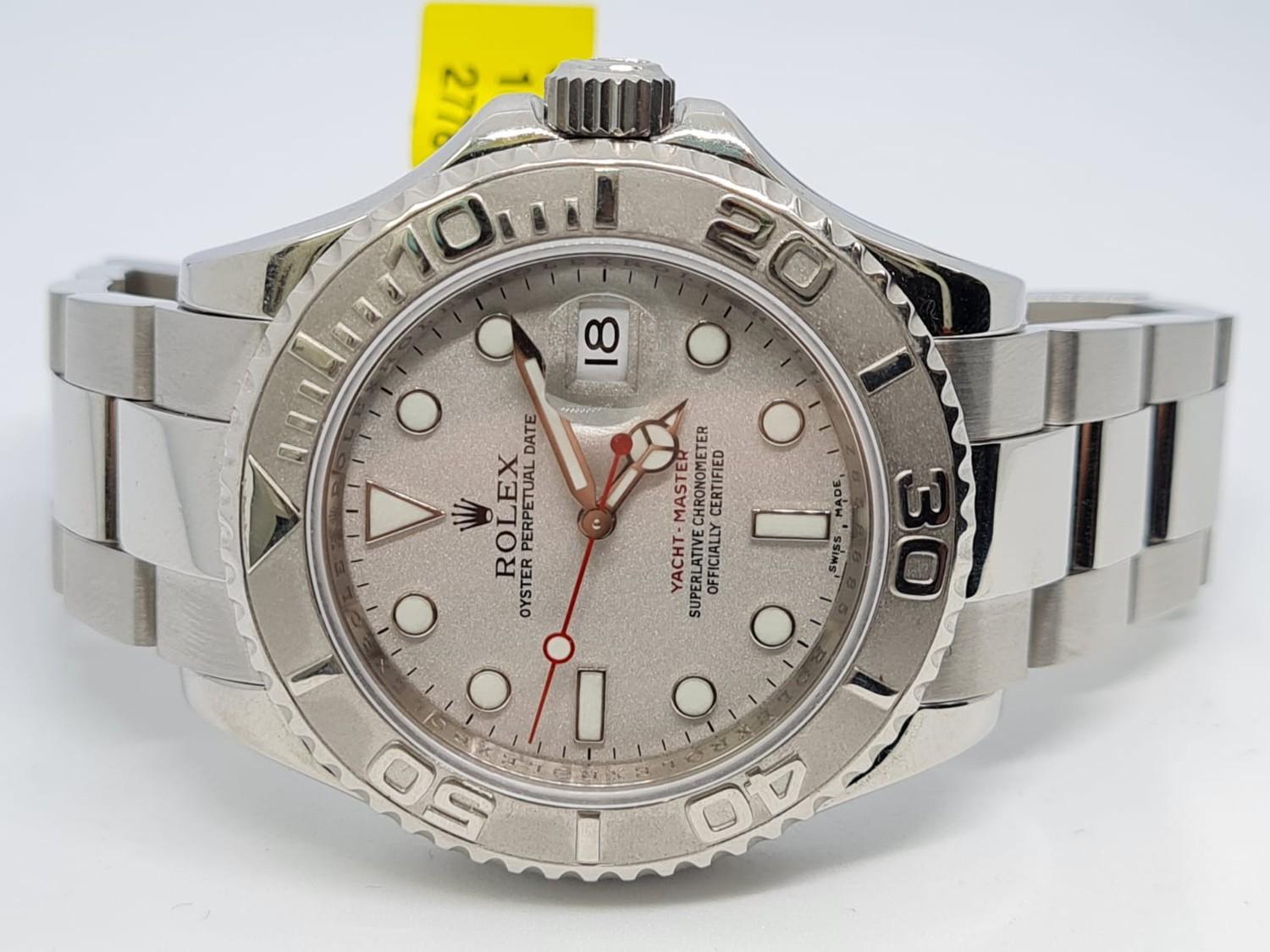 Rolex Yacht-Master Perpetual Date Watch Platinum Bezel, 40mm face Year 2008. Come with box no