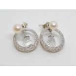 Pearl and Diamond Day/Night Earrings, 4.2g