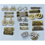 12 pairs of Military staybrite SHOULDER TITLES and collar badges. Selection to include Blues and