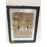 WW1 Imperial German framed service memorial