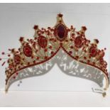 Red tiara with rhinestones