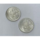 2x 1945 Silver Uncirculated Scottish Shillings, A.1. Condition, No Spotting.