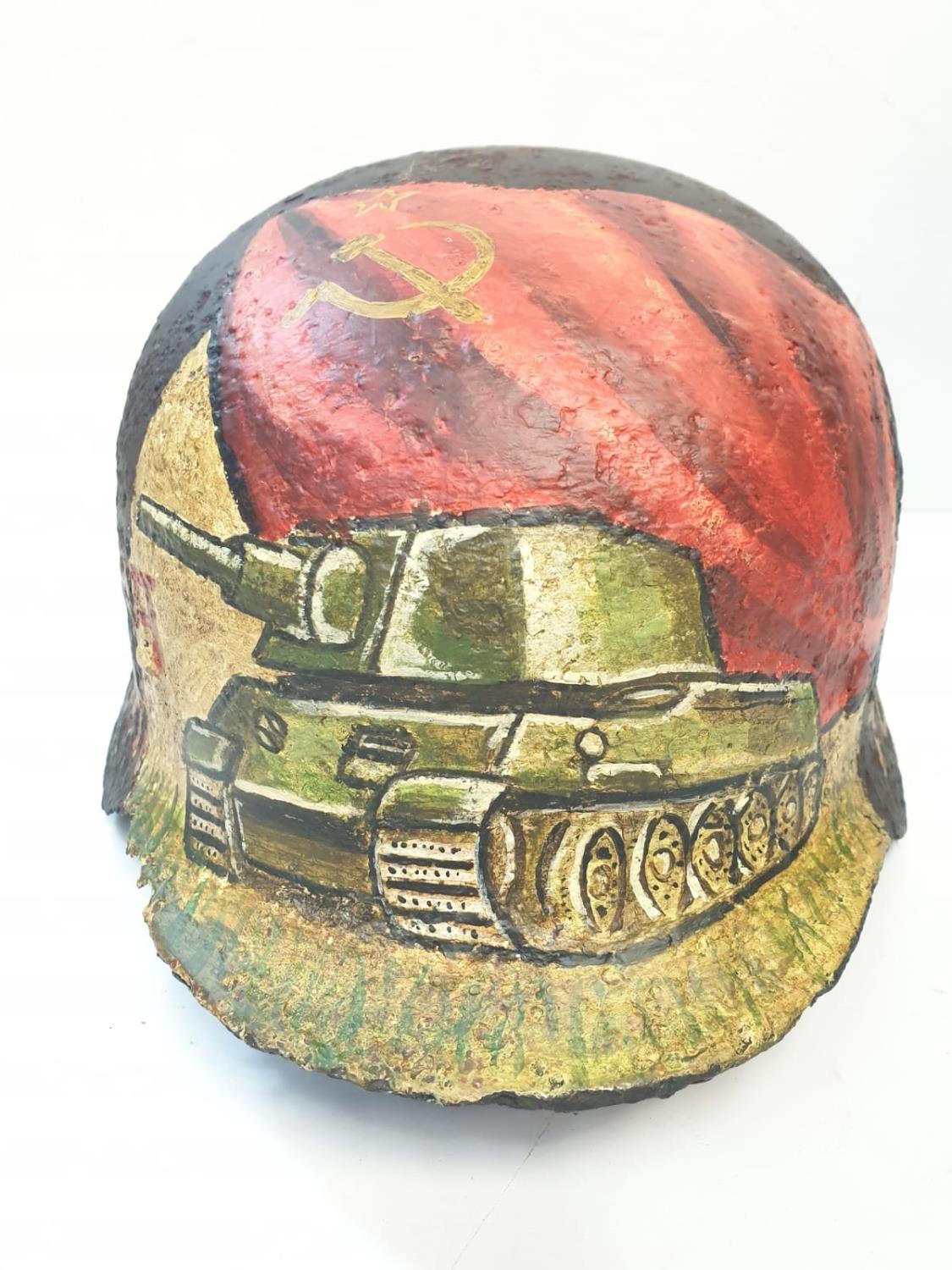 WW2 Eastern Front Relic German M40 Helmet with post War memorial painting - Image 5 of 13