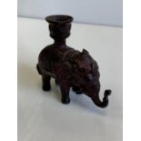 19th Century Bronzed Elephant Candle Holder.