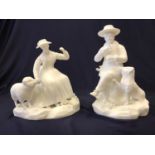 Two bisque 'parian' type porcelain pastoral figurines