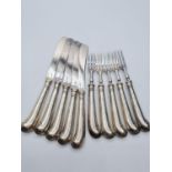 Ten Cake Forks & Knives with Art Nouveau Detail, Total Weight 248 Grams.