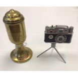 2x Novelty lighters, Hennesy's monopole champagne and a camera on tripod (2)