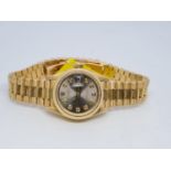 Rolex Ladies DateJust 18ct Gold watch, with Silver Face, 26mm face 1990 Model. With box, no paper,