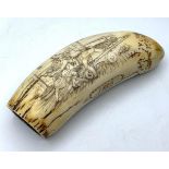 19th Century 'Trafalgar' Scrimshaw artwork Tusk. An interesting 19th century scrimshaw type tusk