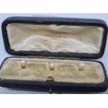 A Set of 3 Collar Studs in 8ct Gold with Seed Pearls in Original Box, 3g