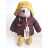 Original PADDINGTON BEAR 52cm tall with the yellow dunlop wellington boots, all handmade by