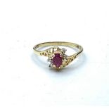 14 Carat Ruby and Diamond Ring, Size K.