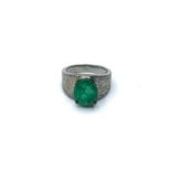 6.10ct Emerald gemstone ring in 925 blackened silver