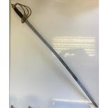 Antique sabre sword for light cavalry officer with leather bound handle and brass hilt