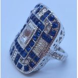 Large Rectangle Art Deco Style Dress Ring, Size L, Weight 11.74g.