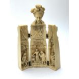 HAND CARVED FRENCH IVORY HINGED OPENING FIGURE DEPICTING THE SENTENCING OF MARIE ANTOINETTE CIRCA