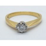18ct diamond ring with 0.25ct diamond, weight 3.5g, size N