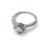 1ct White asscher cut moissanite diamond ring, size M