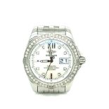 Breitling Galactic Automatic Chronometer Original Factory Diamond Set Bezel and Dial. Mother Of