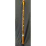 An early Japanese BAMBOO WALKING STICK. Hand carved with inlaid bone. Signed by maker.
