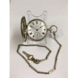 Antique silver full HUNTER GENT'S POCKET WATCH and chain. Great example in very good condition,