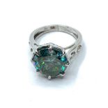 8.3cts Blue Moissanite Diamond Ring, size S