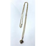 9CT YELLOW GOLD DIAMOND & SAPPHIRE HEART PENDANT ON CHAIN 5G