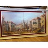 Vintage oil on canvas street scene. 90cm x 50cm.