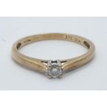 9ct diamond ring, weight 1.2g, size M