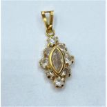 9ct gold PENDANT with moonstone and small diamonds. 1.2g