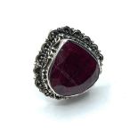 Ruby Gemstone Cocktail Ring in Sterling Silver, size U