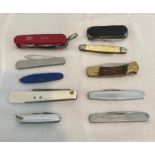 Interesting collection of 10 pen knifes to include multi-blade and multi purpose. some A/F
