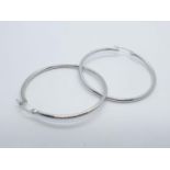 9CT W/G LARGE HOOP EARRINGS 3.5G AND 4CM DIAMETER APPROX