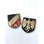 Pair of WW2 German Africa Corps Tropical Helmet Insignia.