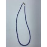 Faceted Tanzanite Gemstone beaded necklace, 18 inches with sterling silver clasp, length 47cm