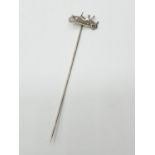 Antique 18ct gold motorcar STICKPIN with small diamonds.