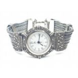 Silver and Marcasite LADY'S WRISTWATCH. Quartz movement.