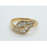 14ct gold RING with ornate CZ stones. 2.7g Size O