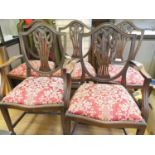 Set of 5 regency style chairs (3 chairs plus 2 carvers) recently upholstered