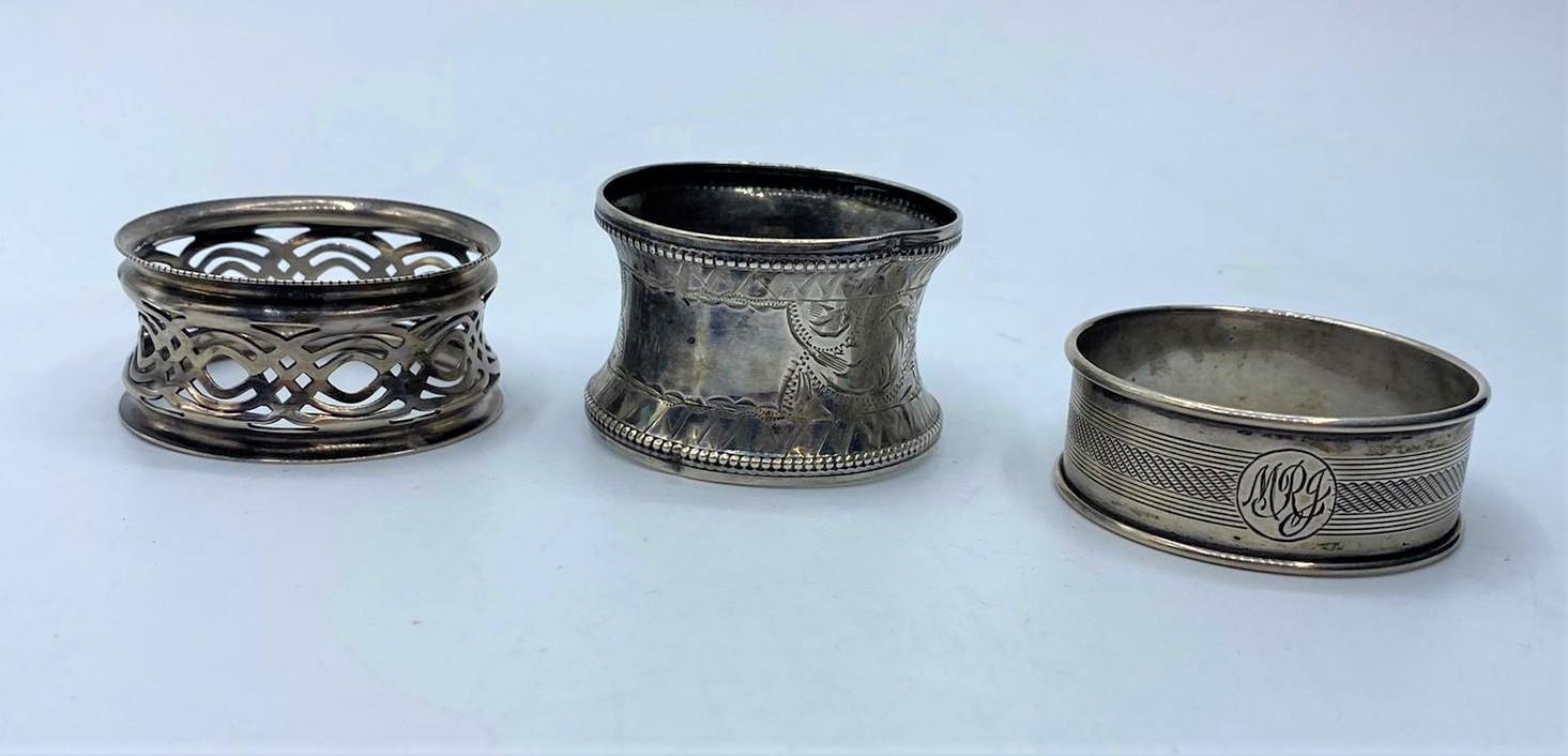 3 silver napkin holders, weight 34.4g
